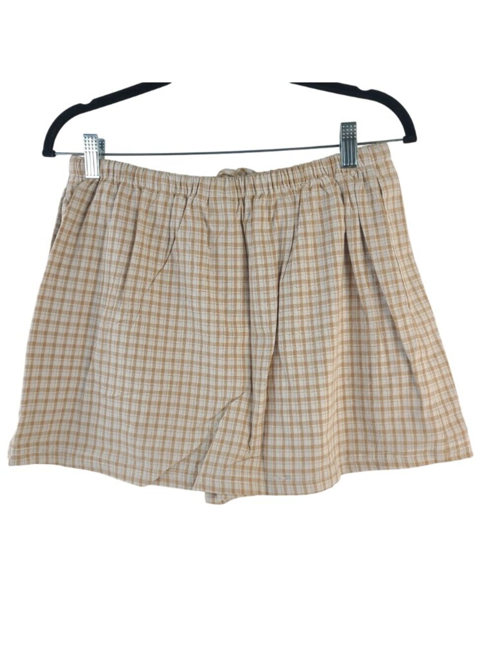 NEW Rhythm London Check Skort Beige & White Plaid Cotton Blend Women's Size 8 - Picture 5 of 8